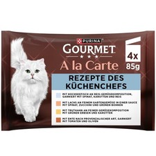 Gourmet à la carte con pesce d'altura, salmone, tacchino e anatra (4 x 85 g)