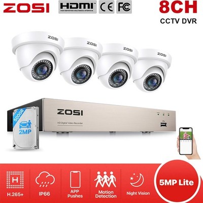 ZOSI 8CH 1080P Überwachungskamera Set Außen 500GB H265+ Dome CCTV IR Nachtsicht