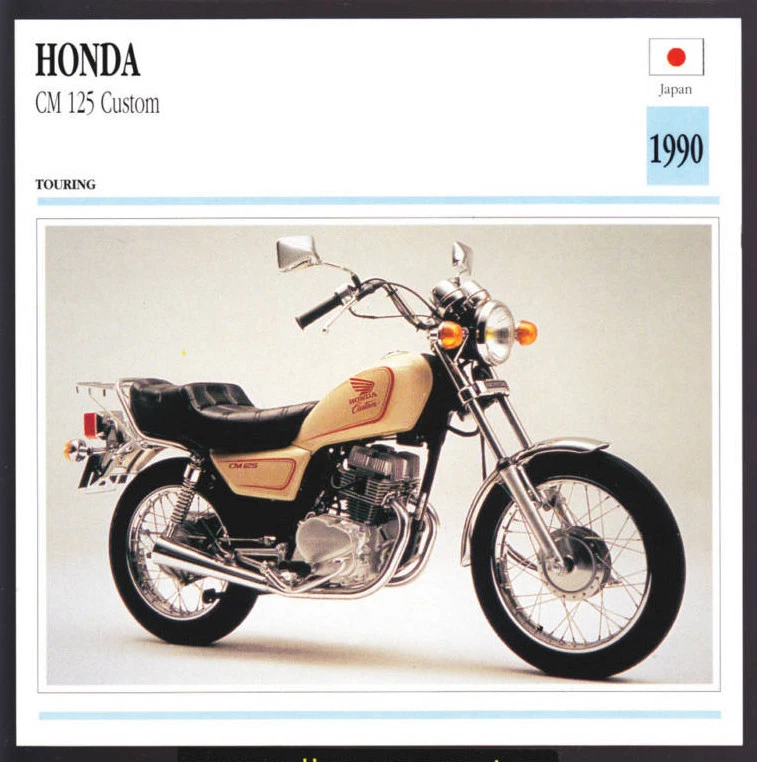 1990 Honda CM 125cc Custom Japan Bike Motorcycle Photo Spec Sheet Info Stat Card