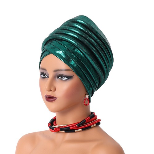 Aso Oke African Headtie Women Wrap Head Caps Turban Islamic Nigerian Headwear - Picture 29 of 32