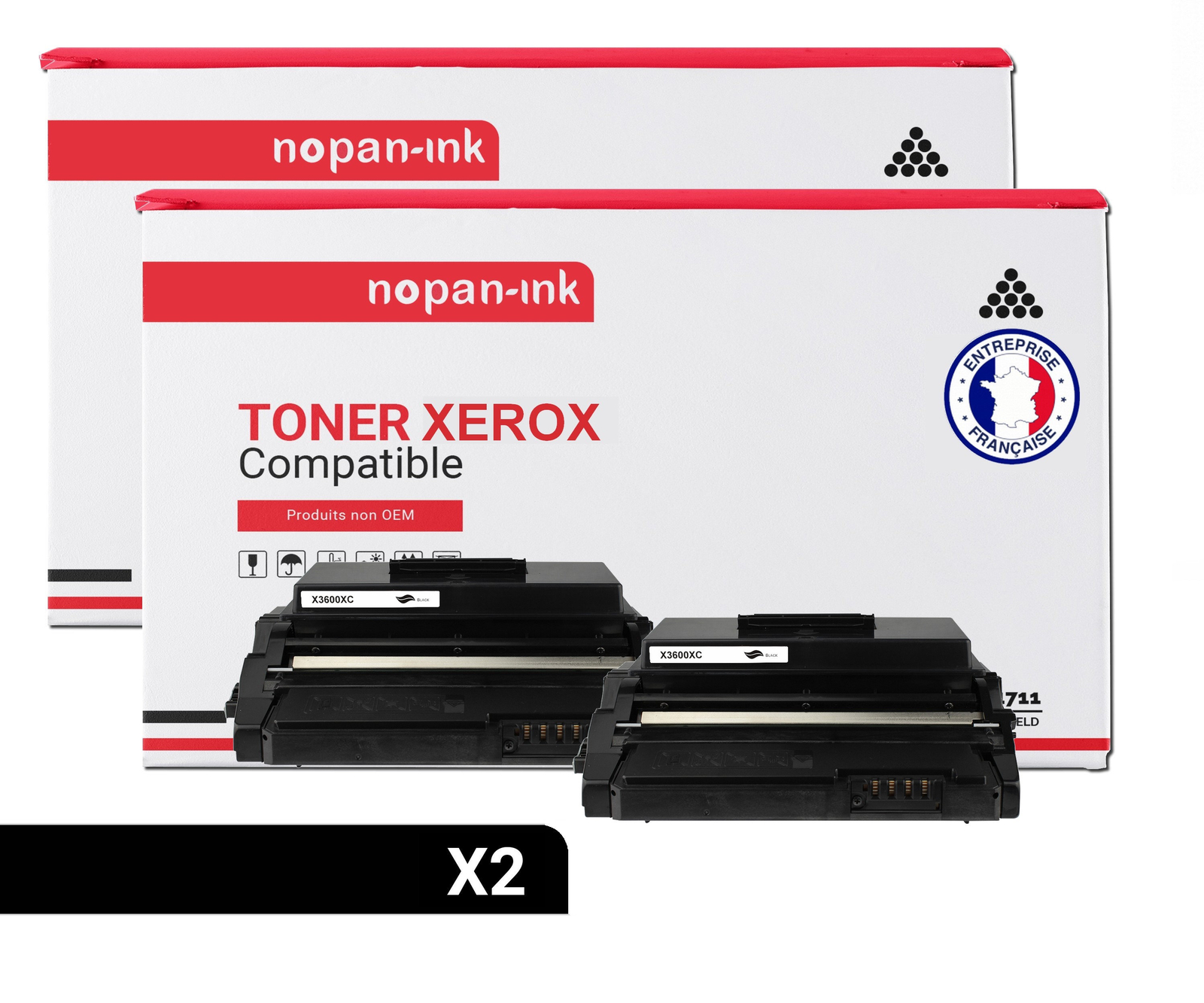 Toners XEROX 106R01371 noir compatible x2 Nopan-Ink pour imprimante laser