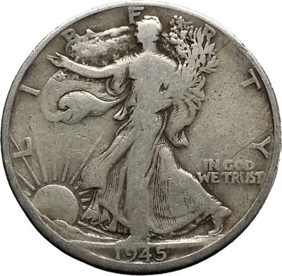 1945 WALKING LIBERTY Half Dollar Bald Eagle United States Silver Coin i45132