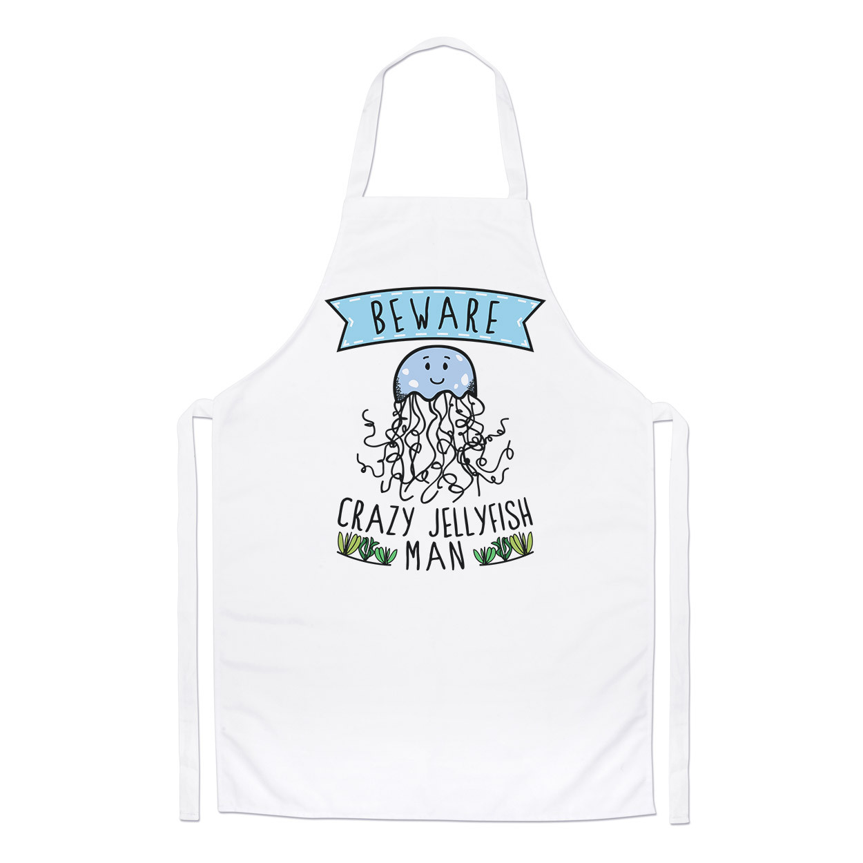 Beware Crazy Jellyfish Man Chefs Apron - Funny Animal Sea Cute Cooking BBQ