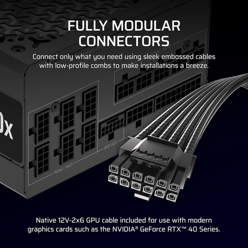 Corsair RM1000x Fully Modular Low-Noise 80+ Gold ATX Power Supply(CP-9020271-AU) - Picture 6 of 9