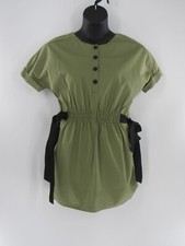Women’s Zara TRF Collection Olive Green w Black Bow Dress Knee Length Size Small