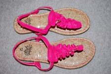 Girls Shoes HOT PINK T-STRAP THONG SANDALS Scrunch Look SIZE 12 13 1 2 3 4 5 6