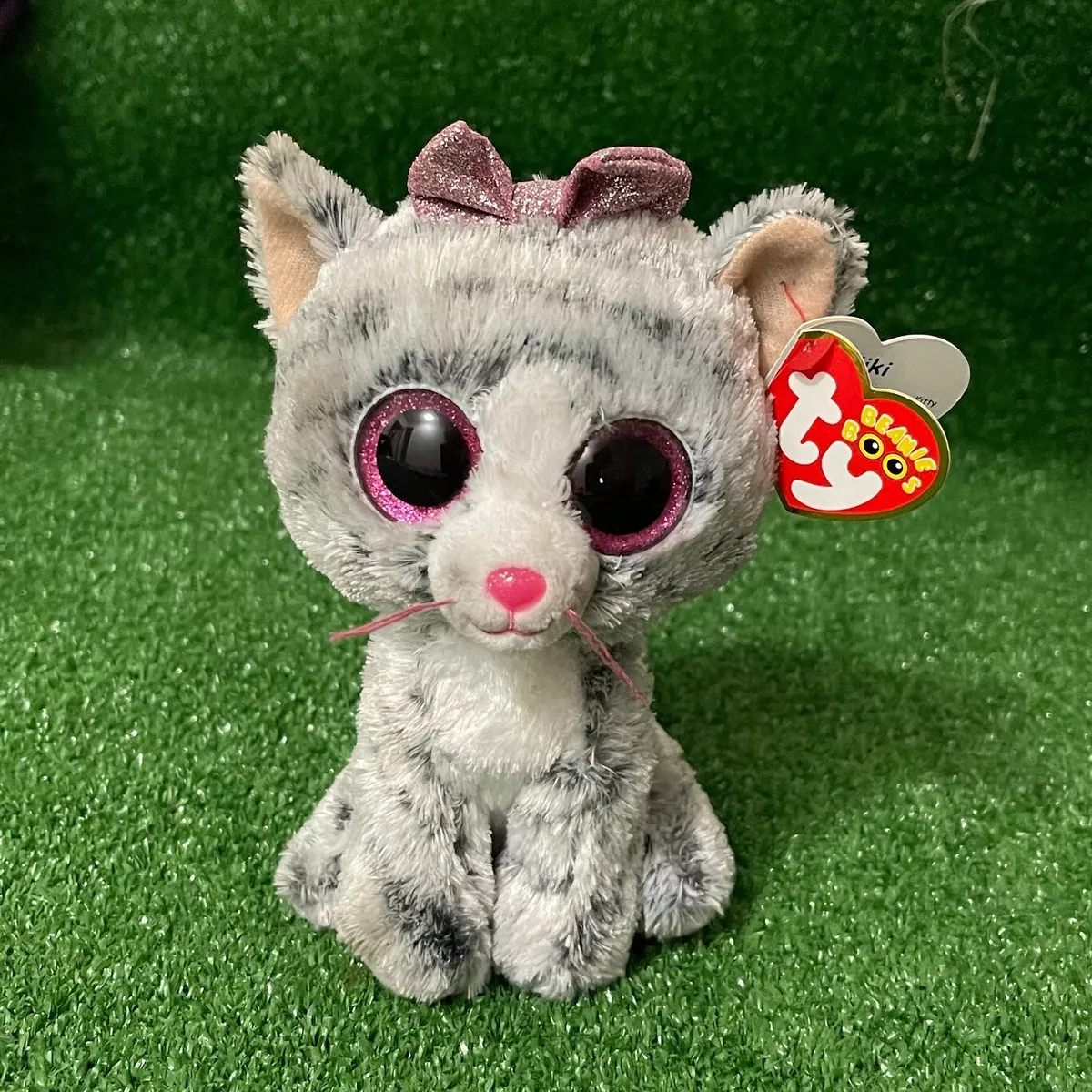 Ty Kiki Grey Cat Plush, Regular