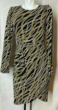 Michael Kors Women Small Black Dress White Pearl Golden Chain New NWT Stretchy 