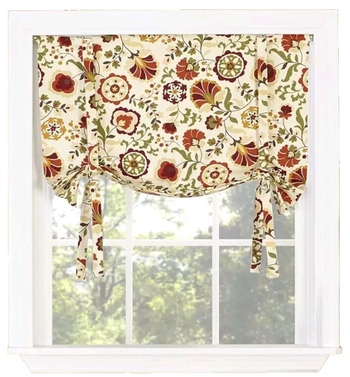 Cortinas de Ventana Floral de Sarga