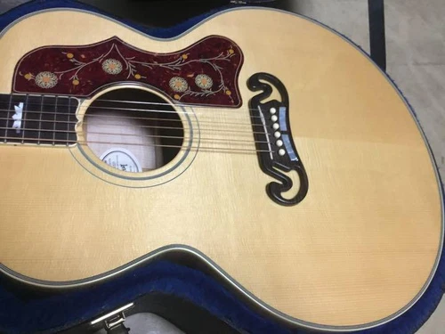 Acoustic Guitar Gibson SJ-200AN 2009 Tiger Stripes Body Natural with Hard Case