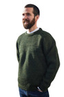 Men’s Fisherman Sweater 100% Pure New Wool Forest Green Irish Knitwear