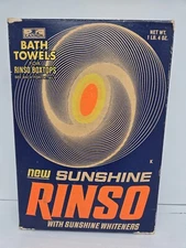 Sunshine Rinso 20oz Unopened Box w/Cannon Bath Towel Offer - 1960's Vintage