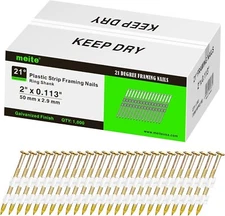 1,000 PCS meite 2 inch Framing Nails 21 Degree Ring Shank Round Head Galvanized