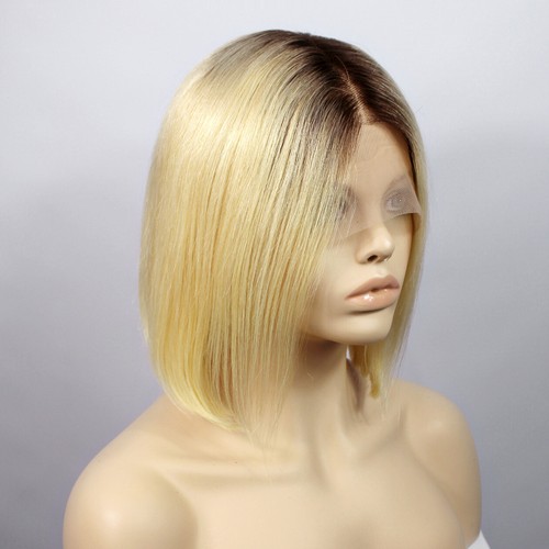 Remy Human12" Bob Blonde,Pink,Silver,Brown Hair Lace Front Hair Wigs - Picture 42 of 56
