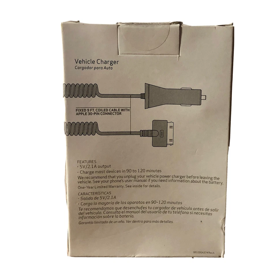 NUEVO Cargador de coche de vehículo Verizon MFI certificado por Apple de 30 pines para iPhone 3 4 4S Foto 2 de 3