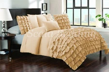 3 Piece Half Ruffle Duvet Cover 1000 TC 100% Egyptian Cotton Choose Size & Color