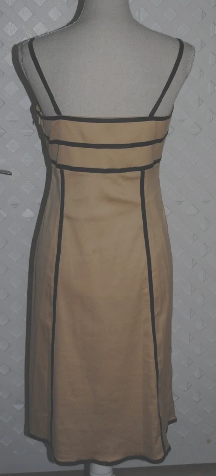 FENDI - Vestido para mujer M elástico beige dorado con ribete negro y correas de espagueti Foto 3 de 4