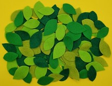 25 Felt Leaves. Die Cut. Different Shades of Green. Felt Crafts, Embellishments.
