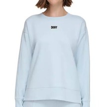 NWT DKNY Women's Soft Long Sleeve Crewneck Comfy Fleece Sweatshirt XXL Blue