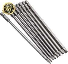 8 Pcs Long Torx Screwdriver Bit Set, 1/4" Hex Shank,Magnetic,T8-T40,150mm Length