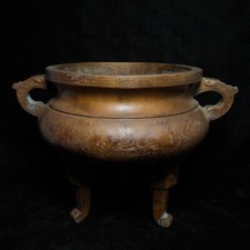 12.2 Inch large Chinese Xuande mark Bronze carving Person Censer Incense burner