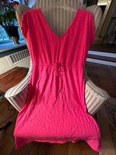 EUC   FRESH PRODUCE 100 COTTON CASUAL V-NECK/BACK "BISTRO" DRESS  M 