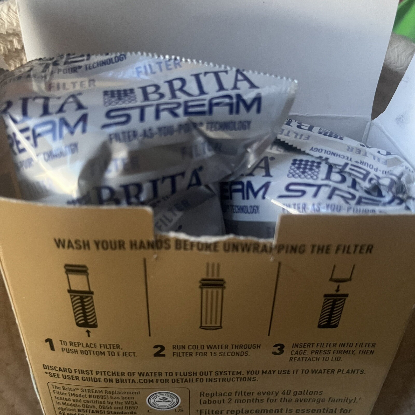 Brita STREAM Filter As You Pour Pitcher Replacement Filters X2 OB05