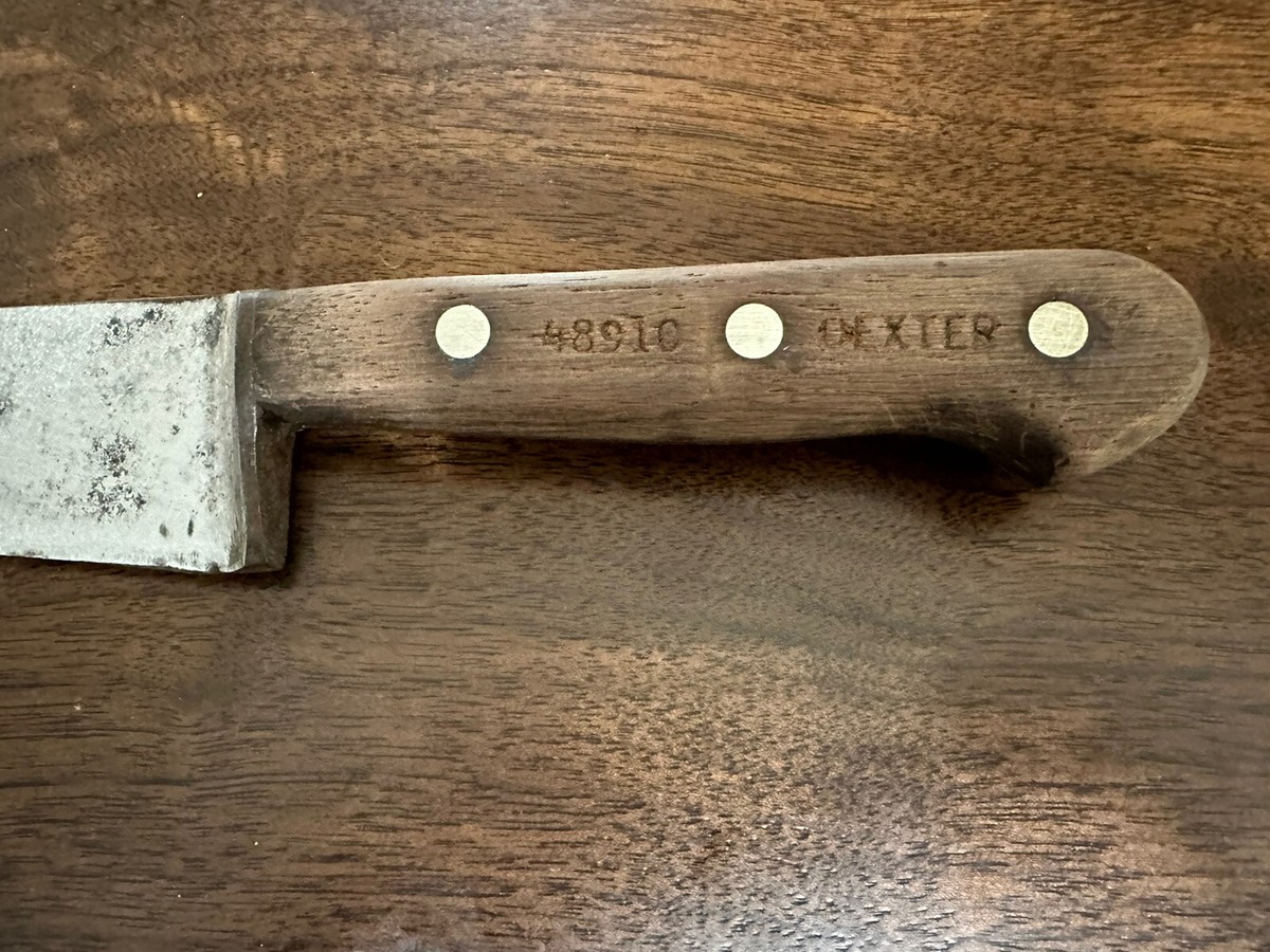 Vintage DEXTER Chef Knife 10” Blade 48910 Full Tang Wood Handle
