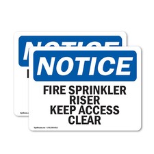  2 Pack Fire Sprinkler Riser Keep Access Clear OSHA Notice Sign Decal Metal