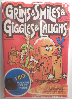 Grins Smiles Giggles & Laughs Vintage Cereal Box 2'' x 3'' Fridge Locker MAGNET