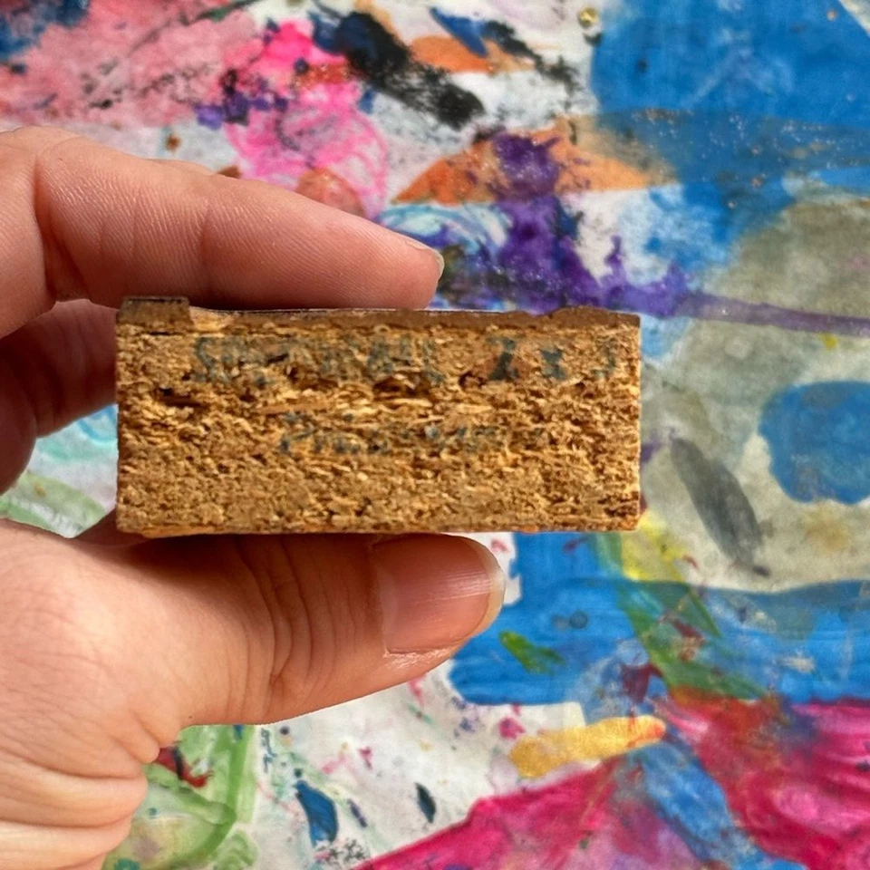 Vintage Hand Carved Speedball 2x3 Abstract Web Motif Wood Block Printing Stamp - Image 2 of 2