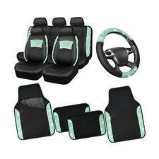 Car Pass Universal Mint Leather Lace Car Seat Covers Full Set Fwomen Girls 10pc Car Pass Universal Mint Leather Lace Car Seat Covers Full Set Fwomen Girls 10pc