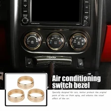 Car Golden Air Conditioning Button Trim Ring for Dodge Challenger 2009-2014 3pcs