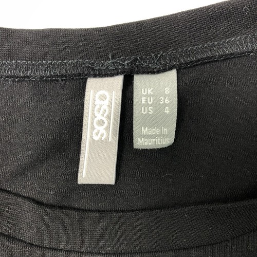 ASOS Negro Largo Smock Camiseta Vestido Reino Unido 8 EUR 36 EE. UU. 4 Elastizado - Imagen 9 de 12