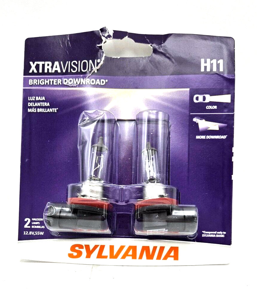 Sylvania XtraVision 2Pack Halogen Lamps Bulbs H11 12V 55W Road Legal