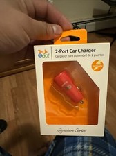 USB Car Charger Universal Two Outlet Plug Color Red
