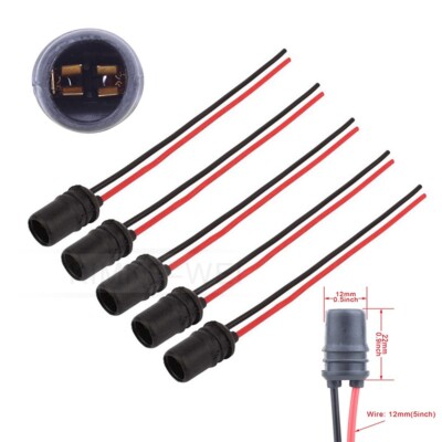 5x T10 W5W Led Lamp Bulb Socket Connector Holder Base With Wire 12cm New