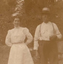 Vintage Postcard Real Photo  Family Older Couple  down on the farm nice fashion