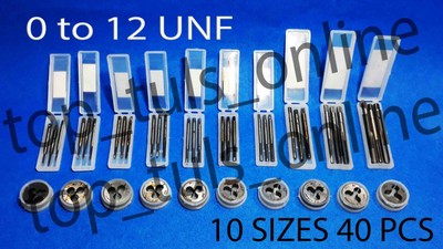 0 UNF TO 12 UNF TUNGSTEN STEEL TAPS & DIES INDIVIDUAL PLASTIC CASE PACK 10 SIZES