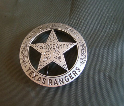 Distintivo Texas Rangers Company B - Replica Western In Ottone Massiccio, Vecchio West