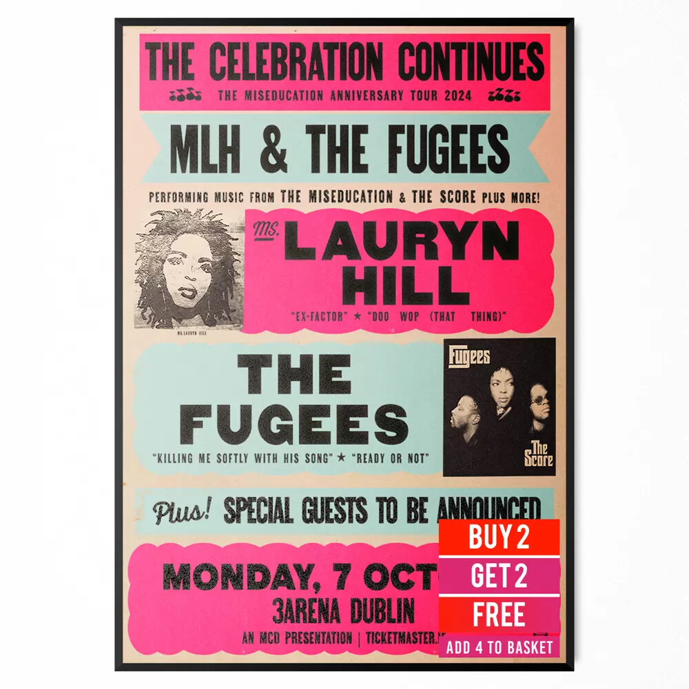Lauryn Hill & The Fugees Concert Poster 7th October 2024 2025 Dublin Print A5-A3