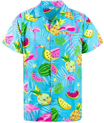 Funky Hawaiihemd Flamingo Melone Türkis