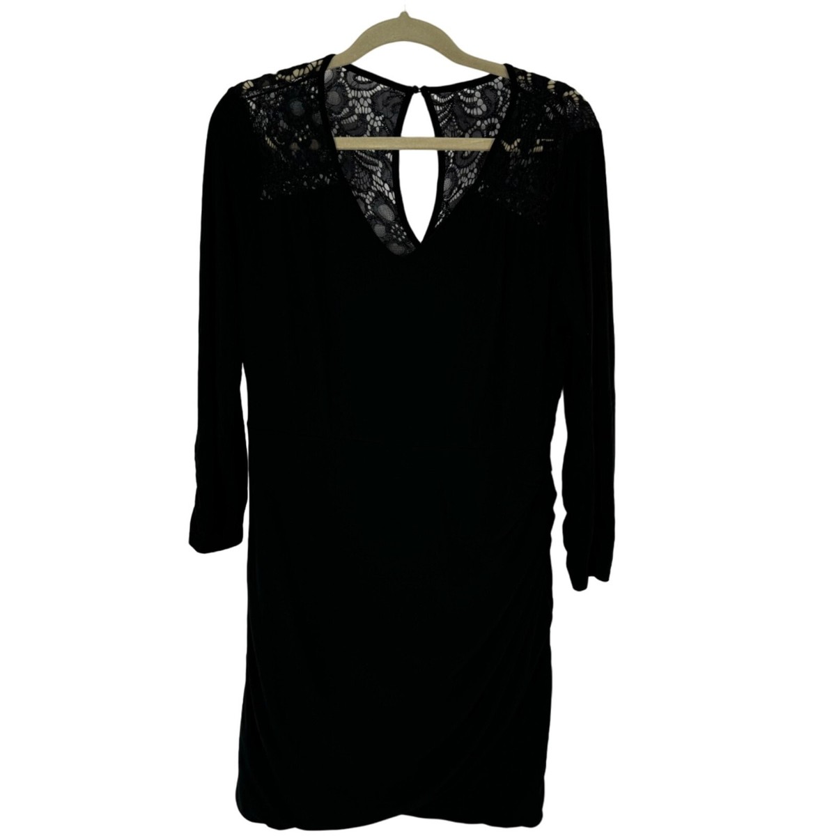 maurices black lace dress Maurices Womens L Black Classic Lace Dress Dark Mock Neckline Sleeveless Lined