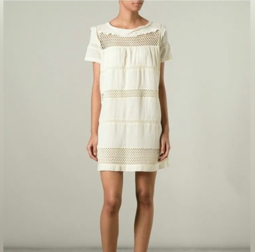 Isabel Marant Etoile Dress Small White Crochet Accent Shift Dress 38 New HTF