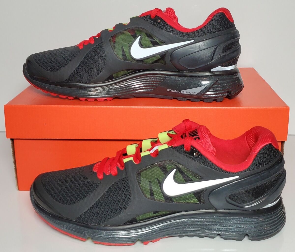 NIKE LUNAR +2 MEN&#039;S BLACK &amp; RED NEW IN BOX SIZES 487983 006 | eBay