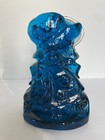 L.E. Smith Glass Blue Holly Hobby Book Ends 8” Tall — photo 3