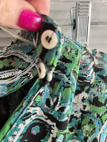 Zara Top Lg Bell Sleeve Gathered Waist High Button Cool Side Zip B/Bl/Gr/Pk Sz S - Picture 6 of 9