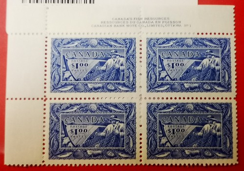 Canada Mint NH VF Plate Block 1 $1 Scott #302 Fisherman - Picture 2 of 3