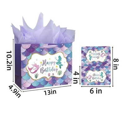 Laidans 13'' Large Mermaid Happy Birthday 1 Count (Pack of 1), 13in Purple 