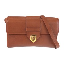 YVES SAINT LAURENT vintage YSL Shoulder Bag Pochette Brown Gold Hardware leather